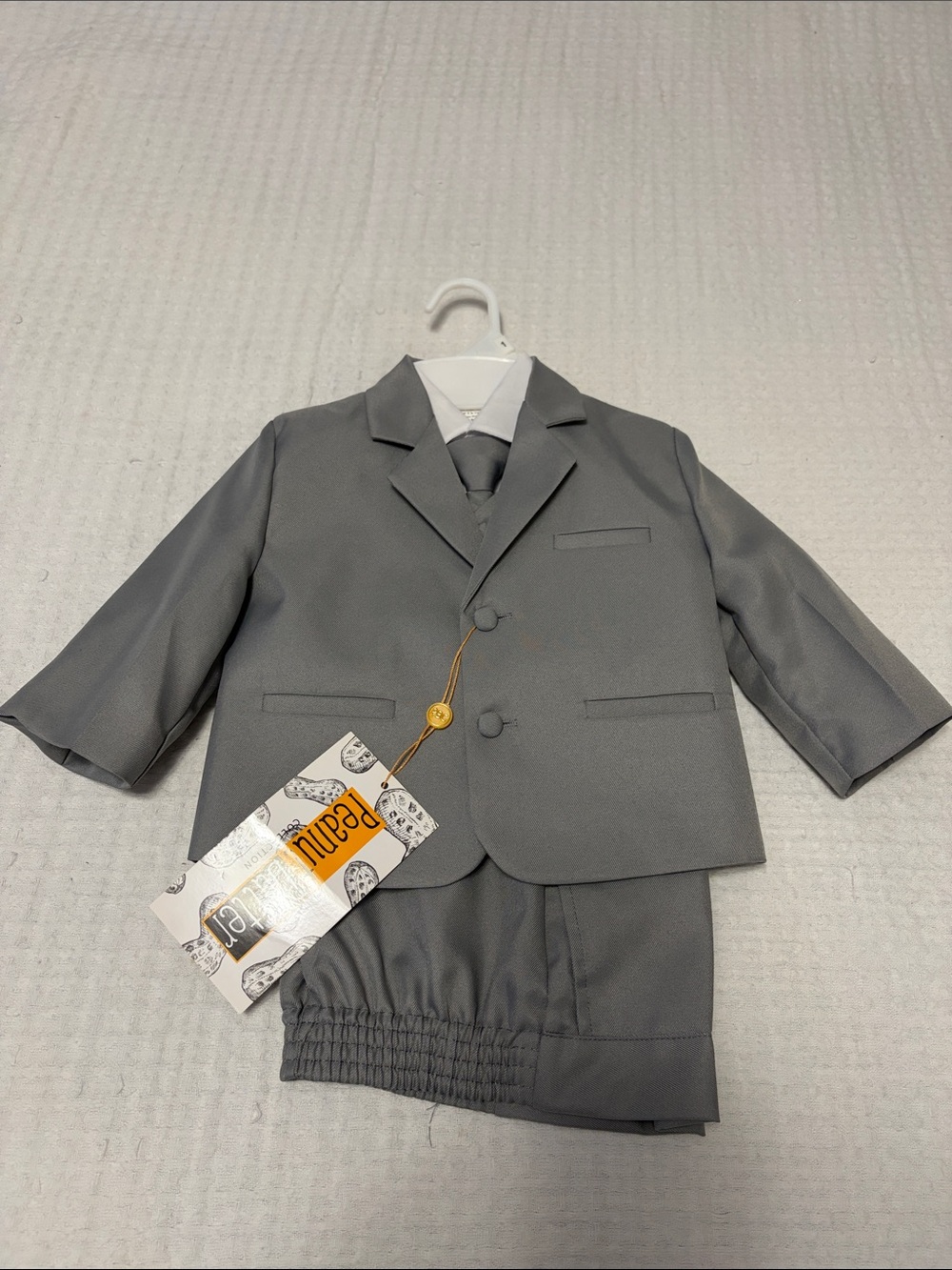 Peanut Butter Joey 5-Piece Heather Gray Formal Suit with Vest and Tie Size 1